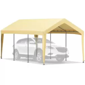 image of 10 x 20ft Carport Car Canopy, Heavy Duty Garage Shelter with 8 Legs, Car Garage Tent for Outdoor Party, Birthday, Garden, Boat, Adjustable Peak