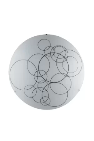 Image of Karma Decorative Flush Ceiling Light, White Glass, E27