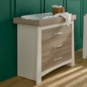 image of CuddleCo Ada 3 Drawer Chest & Changing Unit, White Ash White