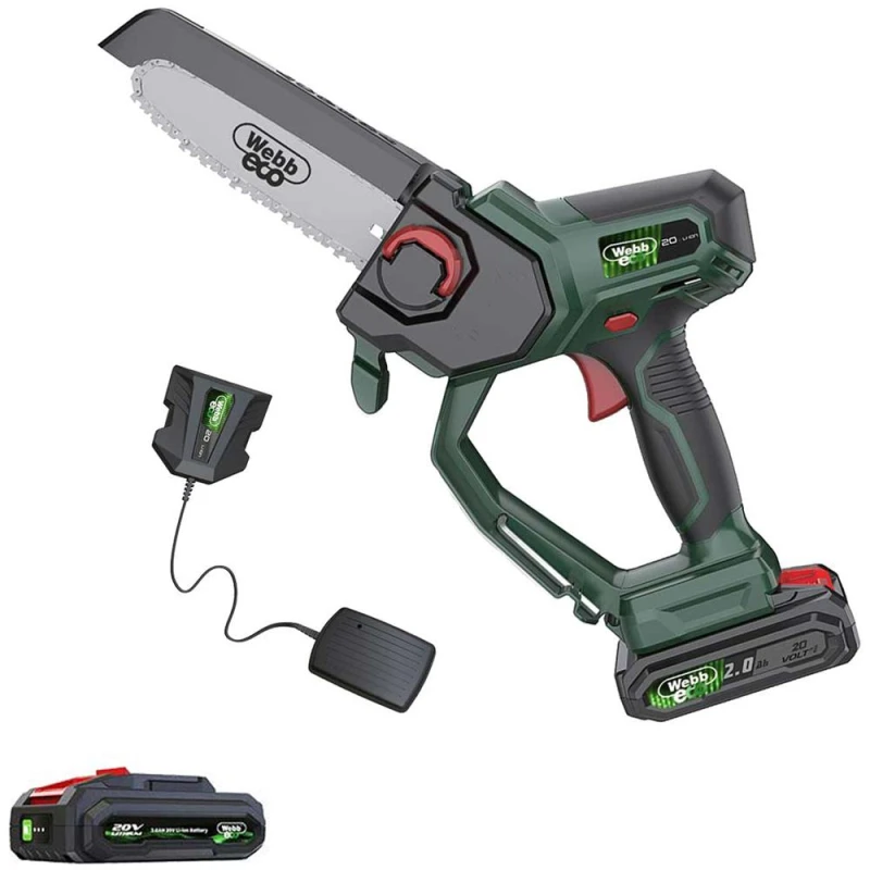 Image of Webb Eco WEV20PS 20v Cordless Pruning Saw 150mm 2 x 2ah Li-ion Battery Charger WEV20PSB22