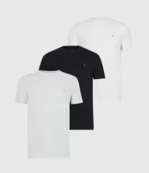 Image of AllSaints Mens Tonic Crew T-Shirt 3 Pack, Opt/jet/quarry GRY, Size: S