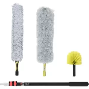 Extendable Feather Duster Cleaning Kit w/ Telescopic Pole 1.8m - Yellow, Grey - Homcom - main image