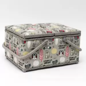 Image of Nightly Forest Twin Lid Sewing Box Natural