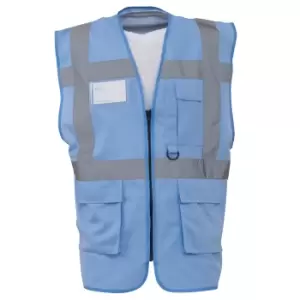 Image of Yoko Hi-Vis Premium Executive/Manager Waistcoat / Jacket (Pack of 2) (L) (Sky Blue)