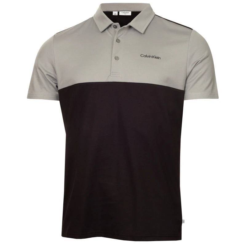 Image of Calvin Klein Golf Mens Jc Block Short Sleeve Performance Polo Shirt Blk-Sil male Small