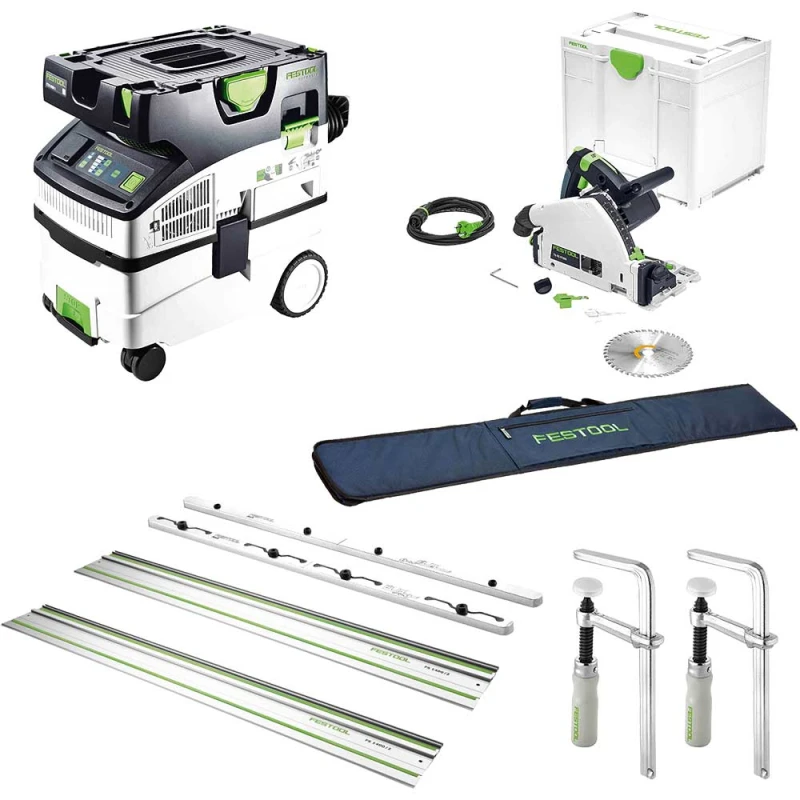 Image of Festool TS55 F EBQ Plunge Saw and M Class Extractor Kit FESKIT5 Voltage: 240v