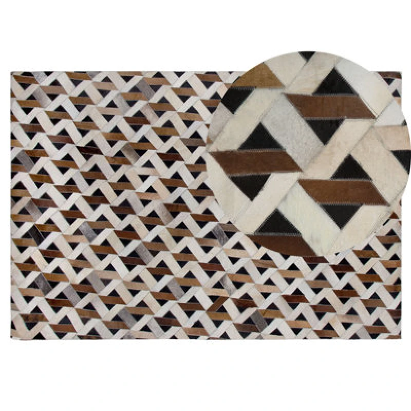 Image of Beliani Rug Tuglu Brown 140 X 200 Cm Leather