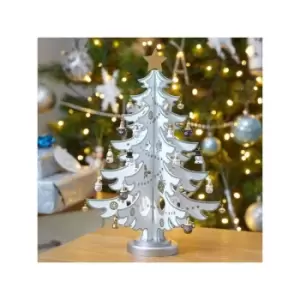 image of Marco Paul Traditional Wooden White Christmas Tree Decoration with Hand Painted Finish - Freestanding Christmas Decorations Your Own Tree Christmas