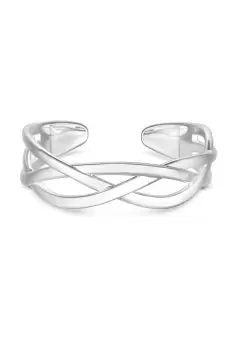 image of Recycled Sterling Silver Plated Cross Over Bangle Bracelet - Gift Pouch