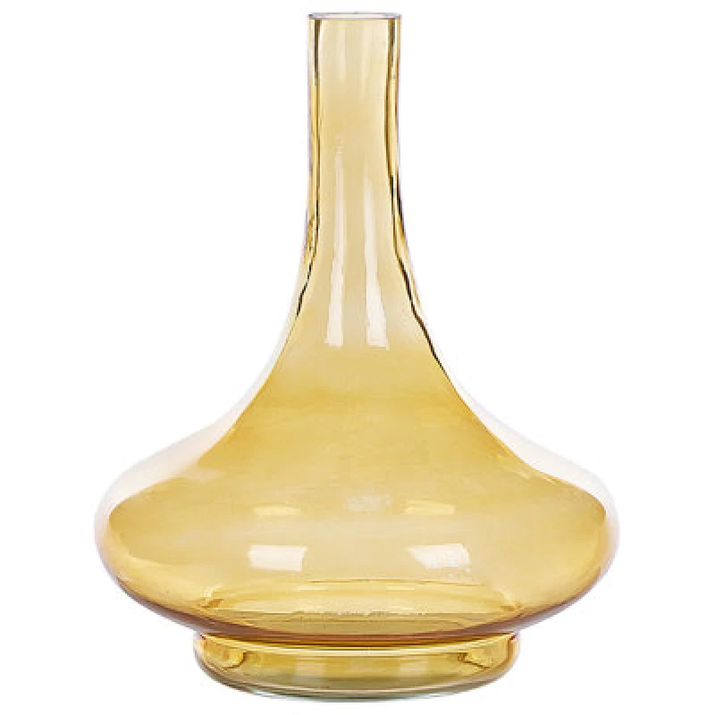 Image of Beliani Decorative Vase Paneer Glass 30 Cm Yellow