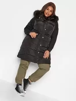 Image of Yours Yours Midi Padded Gilet Black, Size 38-40, Women