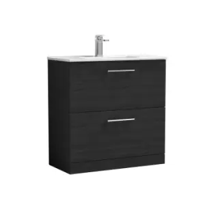 image of Nuie Arno 800mm Floor Standing 2 Drawer Vanity & Basin 2 Charcoal Black