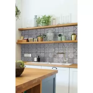 image of D-C-Fix Moroccan Grey Tiles 3D Wallpaper for Splashbacks