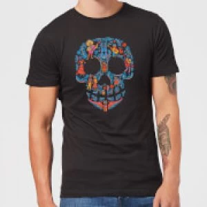 Image of Coco Skull Pattern Mens T-Shirt - Black