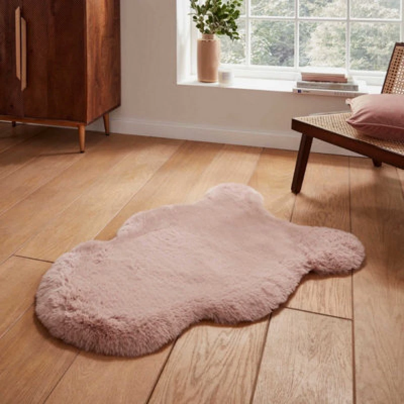 Image of Super Teddy Double Faux Sheepskin 60cm x 180cm Rug Rose