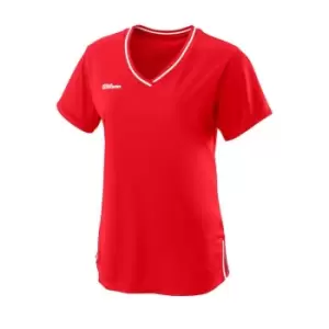 image of Wilson Team V Neck T Shirt Womens - Red