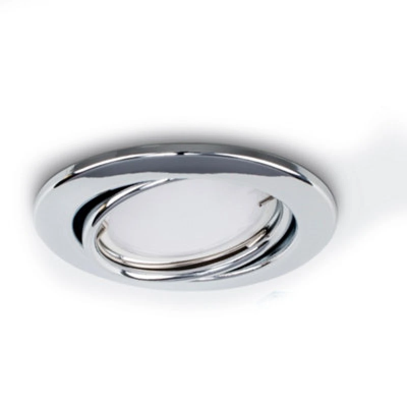 Image of ValueLights Downlight Tiltable Fire Rated Ceiling Light Fitting 10 Pack With Cool White Bulbs Metallic Silver