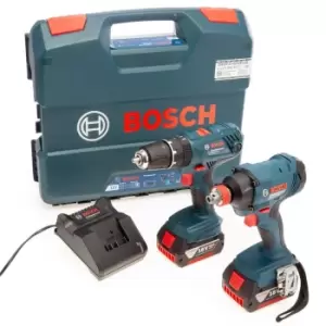 Image of Bosch 18V Twin Pack - GSB 18V-21 Combi + GDX 18V-180 Impact Driver/Wrench (2 x 4