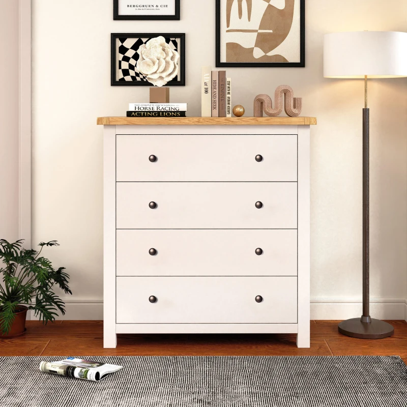 Image of Cabinet Bits Maggiori 4 Drawer Chest of Drawers Brass Knob in Off-White Off-White Unisex