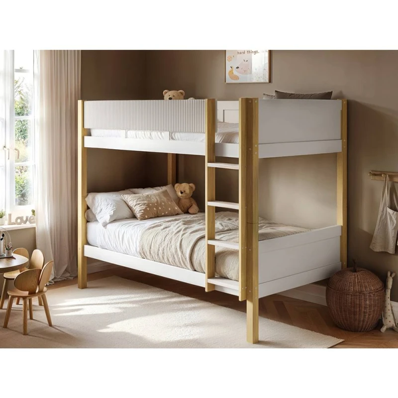 Image of Flair Mateo Detachable Ribbed Bunk Bed in White Size: Single White Unisex Single