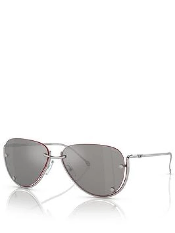 Image of Diesel 0Dl1003 Pilot Sunglasses Silver WKA1P Female