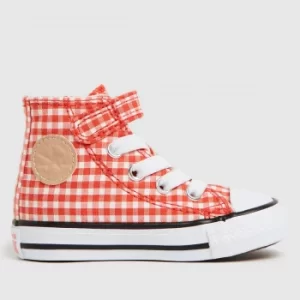 Image of Converse Red Hi 1v Gingham Trainers Toddler