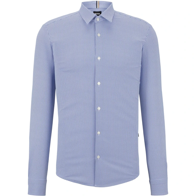Image of Boss Mens Roan Long Sleeve Shirt Bright Blue male S