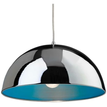 image of Firstlight - Bistro - 1 Light Dome Ceiling Pendant Chrome, Blue Inside, E27