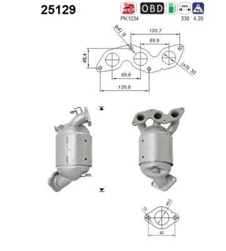 Image of AS Catalytic converter AS 25129