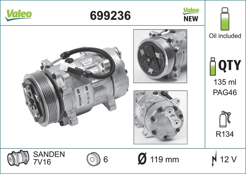 Image of Air conditioning compressor VALEO 699236