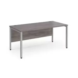 image of Maestro 25 straight desk 1600mm x 800mm - silver bench leg frame and grey oak top