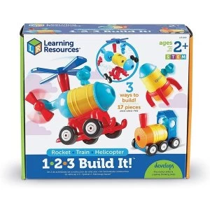 Image of Learning Resources 1-2-3 Build It (Rocket/Train/Helicopter)