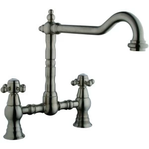 Image of Wickes Regan Bridge Nickel Kitchen Mixer Sink Tap