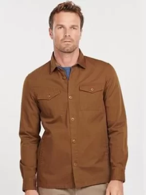 Image of Barbour Essential Twill Overshirt, Khaki, Size 2XL, Men