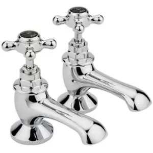 Topaz Black Crosshead Basin Taps Hexagonal Collar - Hudson Reed