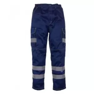 Image of Yoko Mens Hi-Vis Cargo Trousers With Knee Pad Pockets (30in Reg) (Navy) - Navy