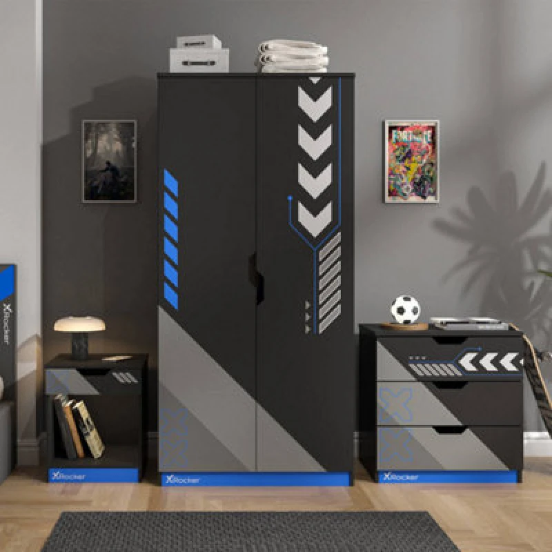 Image of Xrocker X Rocker Octane 3 Piece Bedroom Furniture Set - Blue