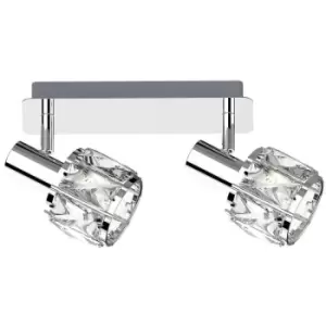 image of Zumaline Niasa Crystal Twin Ceiling Spotlight, Chrome, 2x E14