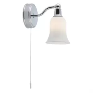 Image of Belvue 1 Light Bathroom Wall Light Chrome White Shade IP44, G9