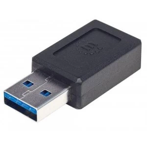 Image of Manhattan USB-C to USB-A Adapter Female to Male 480 Mbps (USB 2.0) Hi-Speed USB Black Lifetime Warranty Polybag