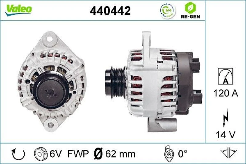 Image of VALEO 440442 Generator Alternator Charging Current: 120A, Voltage: 14V Alternator (4)