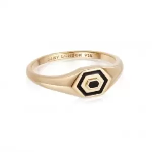 Image of Mini Hexagon Palm Signet 18ct Gold Plated Ring WR08_GP