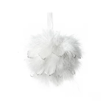 image of Small White Fluffy Feather Bauble