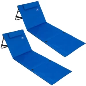 image of Beach Mat with Backrest 2Pcs Set Blue 158x56cm