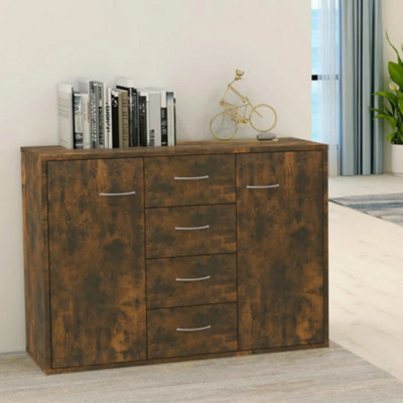 Image of vidaXL Sideboard Smoked Oak 88x30x65cm Engineered Wood, Brown 815369