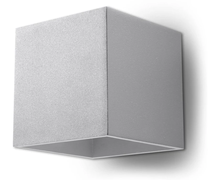 Image of SOLLUX Quad Grey Wall Lamp: Modern Loft Design, Up/Down Square Shape, G9 Socket