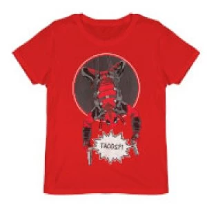 image of Deadpool Did Someone Say Tacos? Red T-Shirt - L - Red