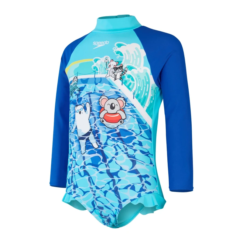 Image of Speedo Frill One Piece Infant Girls - Blue Blue 2 - 3 Years