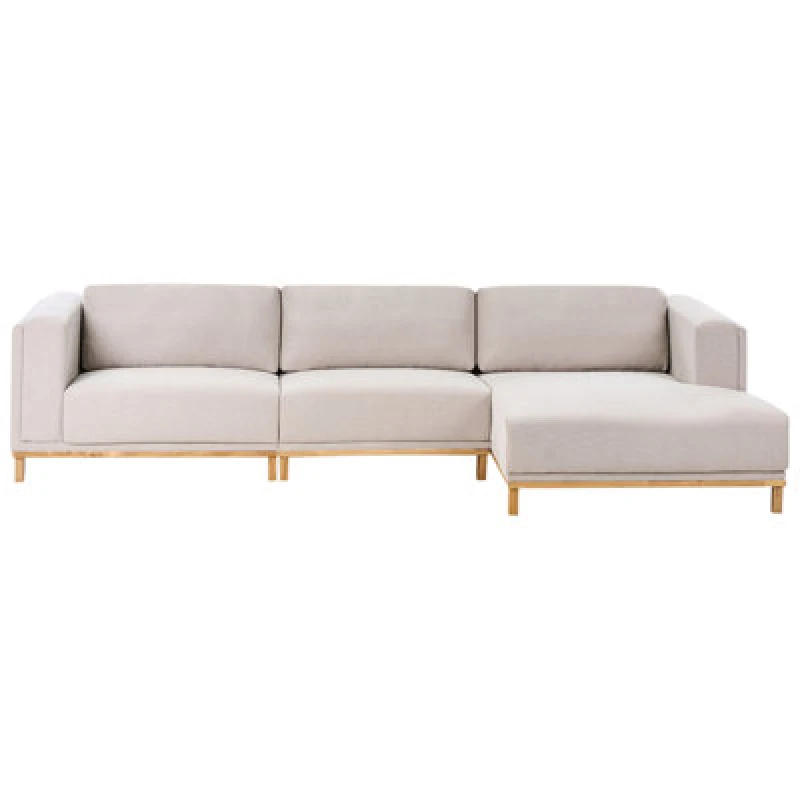 Image of Beliani Corner Sofa 5 Seater Veng Fabric Light Beige Left Hand