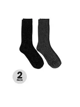 Image of TOTES Mens Wool Blend Socks - Charcoal/Black, Charcoal/Black, Men